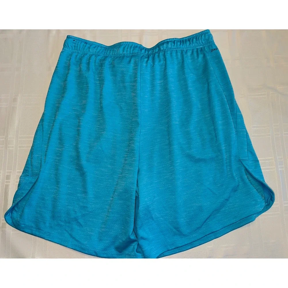 Nike Shorts Mens XXL Blue Dri-FIT Training Athletic Heathered Knit Pockets 8in